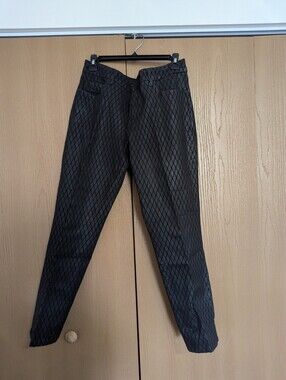 NYDJ Black Quilted Tapered Pants with Subtle Diamond Stitching